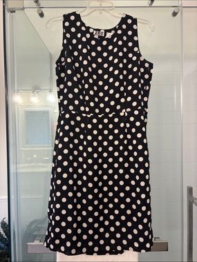 Newport News Black and White Polka Dot Midi Dress